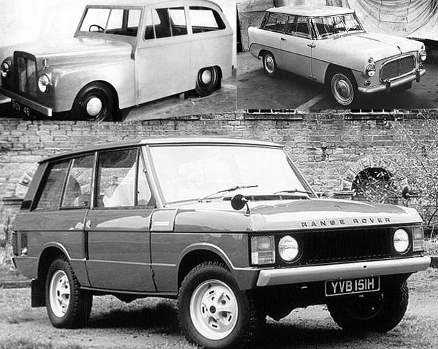 На фото вверху - первые попытки инженеров Land Rover сделать гражданский автомобиль. Заднеприводные прототипы Road Rover в серию так и не пошли, вместо них появился Range Rover - с мотором V8, полноприводной трансмиссией и почти легковой внешностью